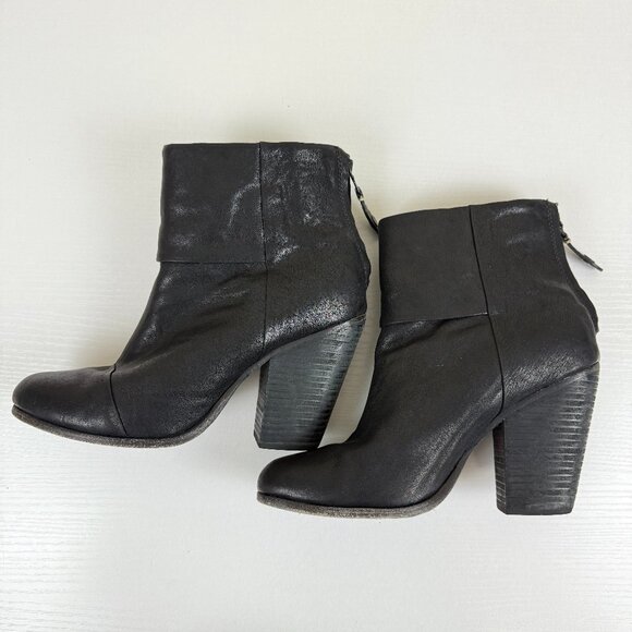 Rag & Bone Newbury Zip Up Black Leather Ankle Boots - Picture 8 of 14